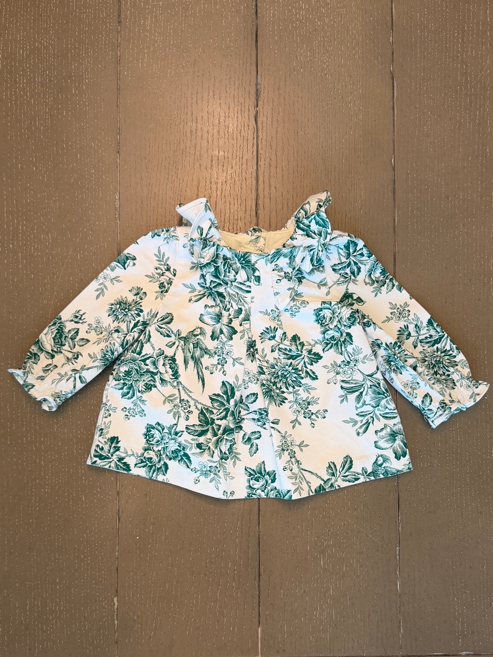 Janie and Jack Infant Girls Preppy “Baby Floral Toile” Cotton Dress • Size 6-12M